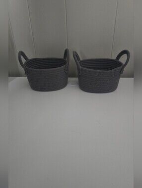 Fabric Woven Storage Baskets with Handles - Gray